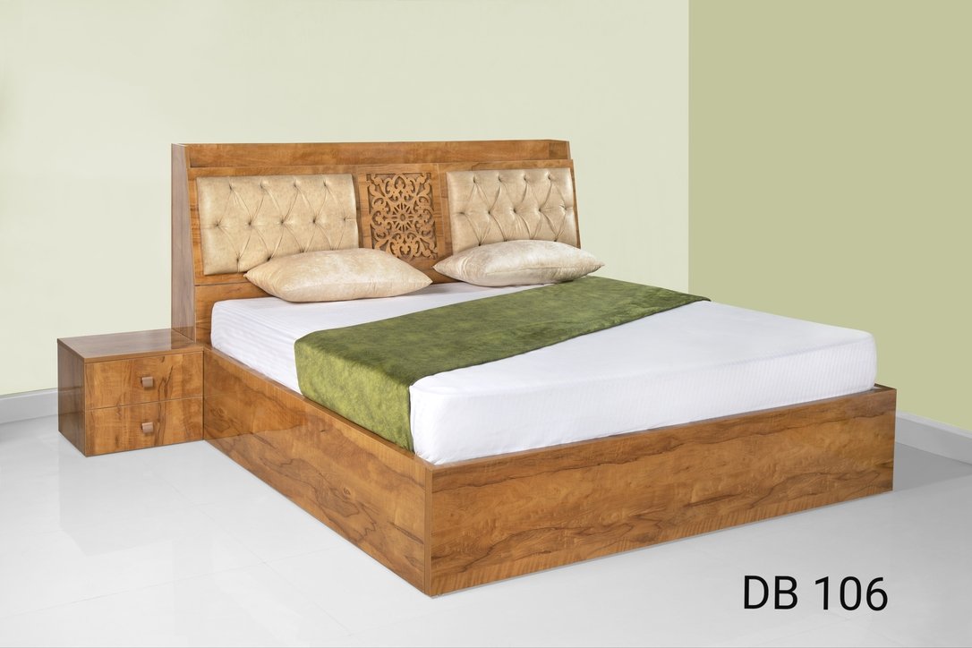 Ply Laminate Hydraulic Double Bed with Head Storage