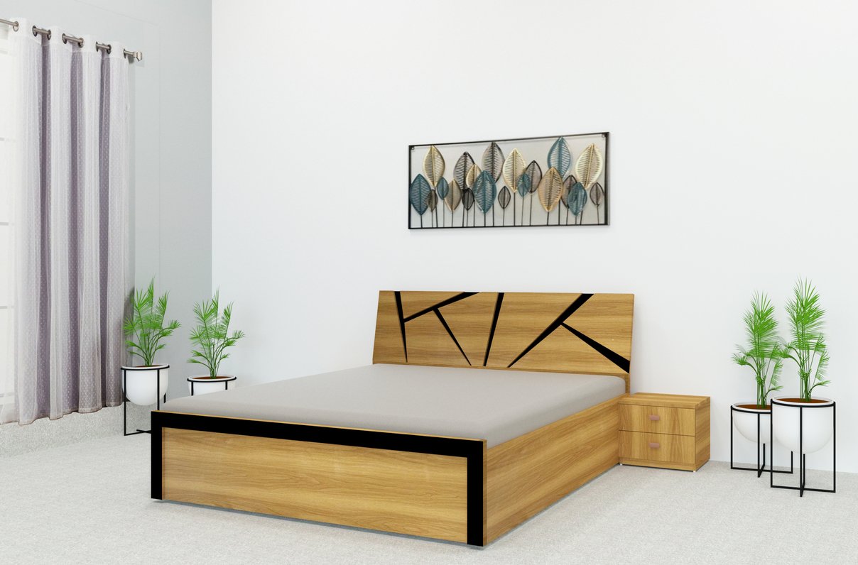 Engineered Wood Double Bed with Bottom Storage Drawers