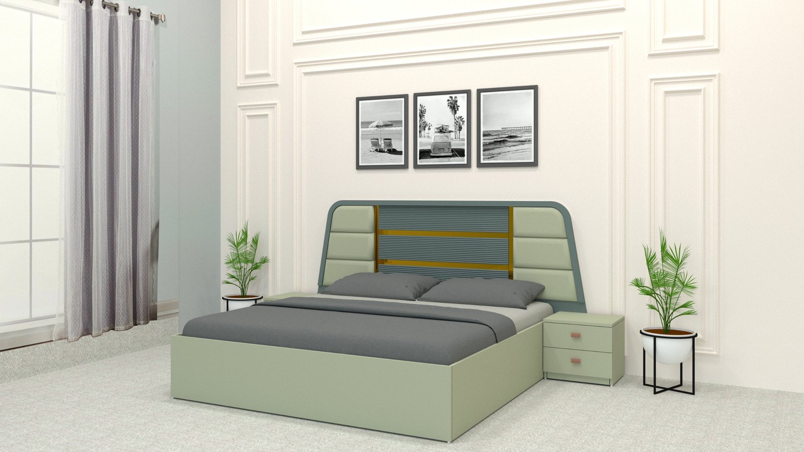 Hydraulic Bed in Engineered Wood Finish