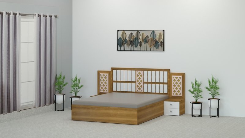 Double Bed with Bottom Storage & Hydraulic Lift