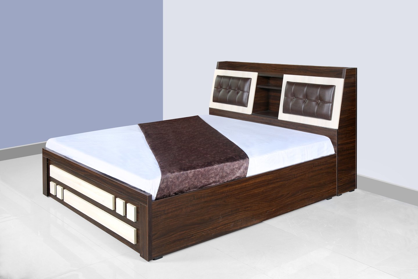 Prelam MDF Hydraulic Bed with Bottom, Head Storage & Drawer - Gorakhpur