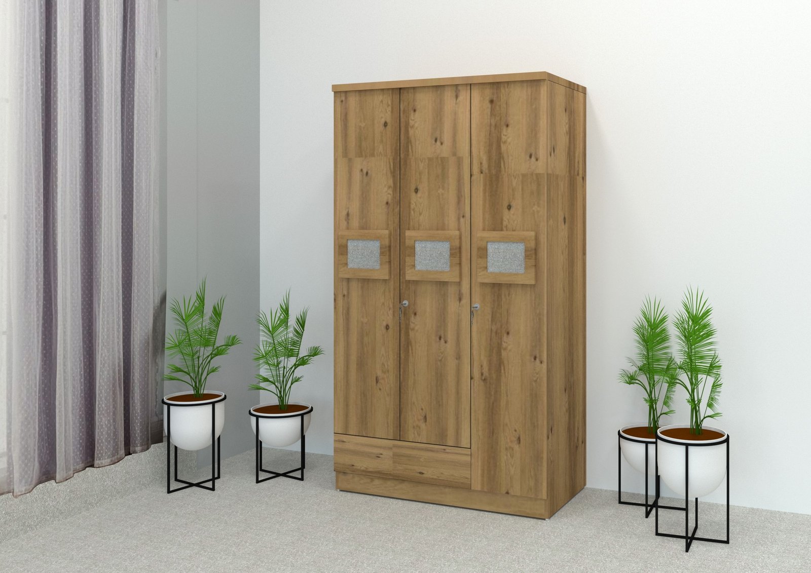MDF Polish Wardrobe with Storage and Locking
